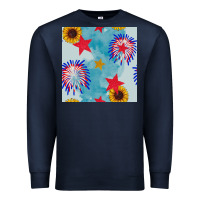 Navy patriotic fireworks and sunflower Premium Sweatshirt - BundleAndBundleShop