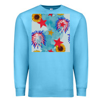 Ocean Blue patriotic fireworks and sunflower Premium Sweatshirt - BundleAndBundleShop