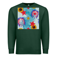 Sports Green patriotic fireworks and sunflower Premium Sweatshirt - BundleAndBundleShop