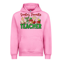 Fuchsia Pink santa's favorite teacher Urban Hoodie - MaliasSmallBusiness