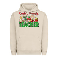 Pigment French Oak santa's favorite teacher Urban Hoodie - MaliasSmallBusiness