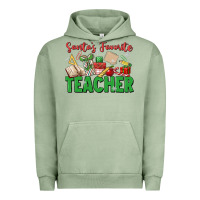 Pigment Oil Green santa's favorite teacher Urban Hoodie - MaliasSmallBusiness