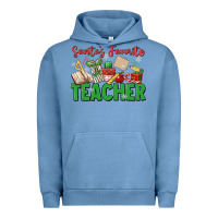 Pigment Pebble Blue santa's favorite teacher Urban Hoodie - MaliasSmallBusiness