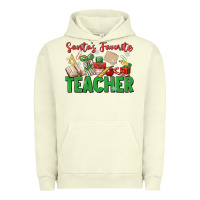 Pigment Pistachio santa's favorite teacher Urban Hoodie - MaliasSmallBusiness