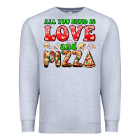 Heather Grey all you need is love and pizza Premium Sweatshirt - AdoDesignShop