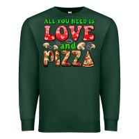 Sports Green all you need is love and pizza Premium Sweatshirt - AdoDesignShop