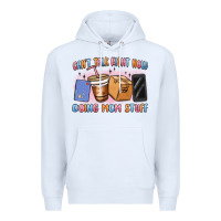 White can't talk right now doing mom stuff Premium Hoodie - MaliasSmallBusiness