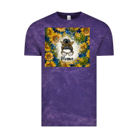 Cloud Purple sunflowers messy bun mama Vintage Tee - BarkalooDesign