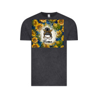 Vintage Black sunflowers messy bun mama Vintage Tee - BarkalooDesign