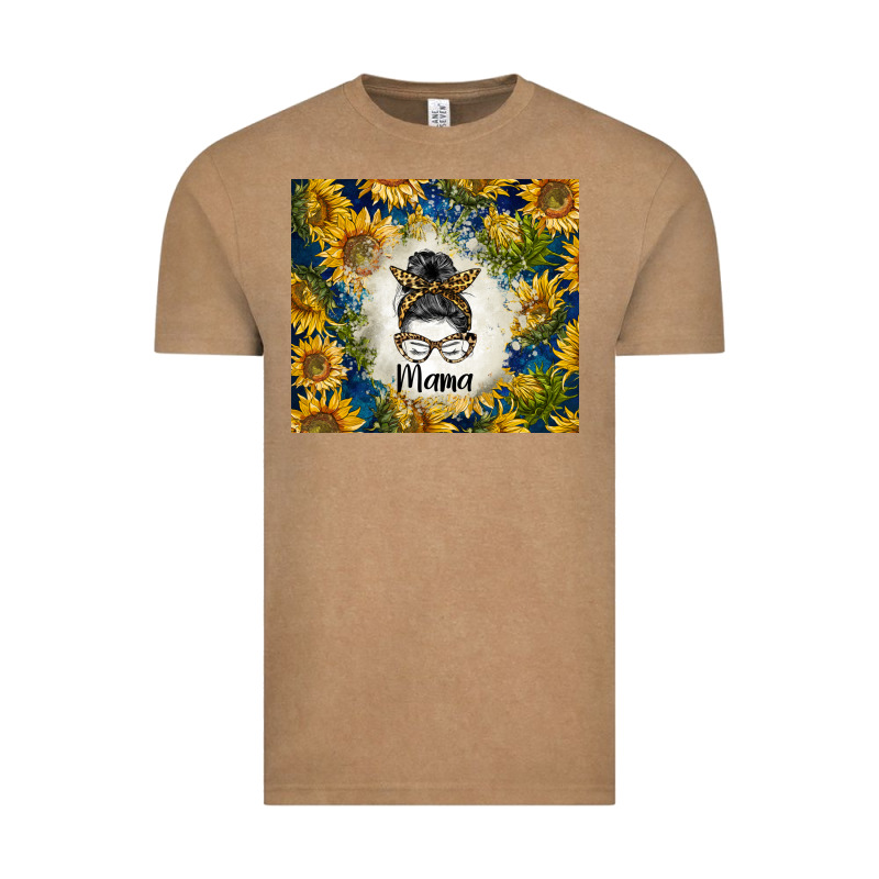 Sunflowers Messy Bun Mama Vintage Tee by BarkalooDesign | Teevron