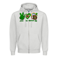 Dove Grey Peace love luck St. Patrick's Day Zipper Hoodie - Neo Western