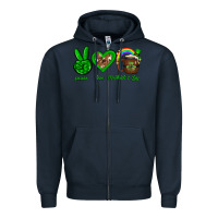 Navy Peace love luck St. Patrick's Day Zipper Hoodie - Neo Western