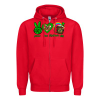 Red Peace love luck St. Patrick's Day Zipper Hoodie - Neo Western