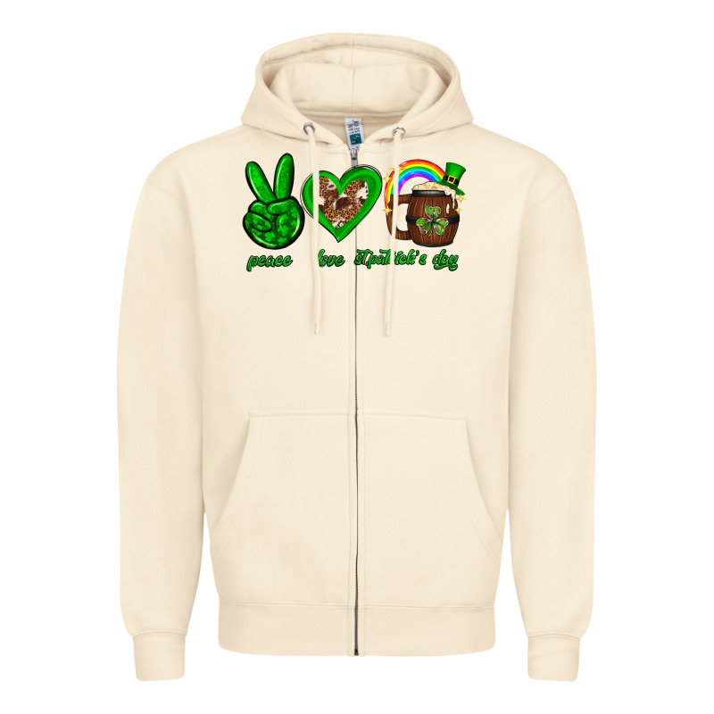 Peace Love Luck St. Patrick's Day Zipper Hoodie by Neo Western | Teevron