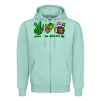Seafoam Peace love luck St. Patrick's Day Zipper Hoodie - Neo Western