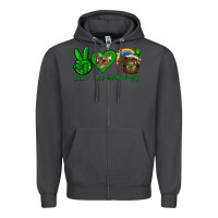 Smoke Peace love luck St. Patrick's Day Zipper Hoodie - Neo Western