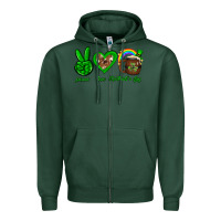 Sports Green Peace love luck St. Patrick's Day Zipper Hoodie - Neo Western