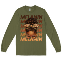 Army Green melanin afro messy bun Long Sleeve Tee - texasbilliewilder