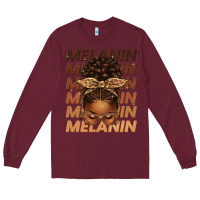 Burgundy melanin afro messy bun Long Sleeve Tee - texasbilliewilder