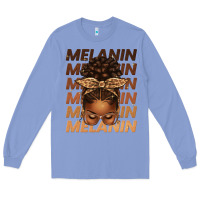 Colony Blue melanin afro messy bun Long Sleeve Tee - texasbilliewilder