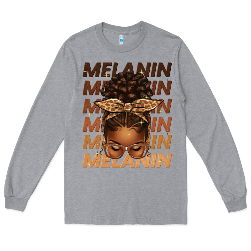 Melanin Afro Messy Bun Long Sleeve Tee by texasbilliewilder | Teevron