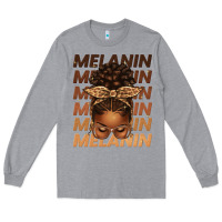 Heather Grey melanin afro messy bun Long Sleeve Tee - texasbilliewilder