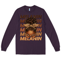 Plum melanin afro messy bun Long Sleeve Tee - texasbilliewilder