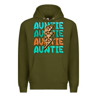 Army Green auntıe with lightning bolt Premium Hoodie - MaliasSmallBusiness