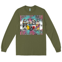 Army Green cartoon characters coffee cups Long Sleeve Tee - Zillion Design Studio