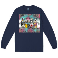 Navy cartoon characters coffee cups Long Sleeve Tee - Zillion Design Studio