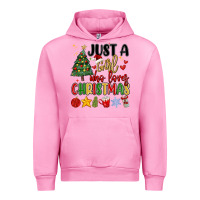 Fuchsia Pink just a girl who loves christmas Urban Hoodie - MaliasSmallBusiness