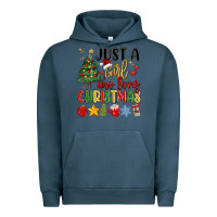 Pigment Midnight Navy just a girl who loves christmas Urban Hoodie - MaliasSmallBusiness