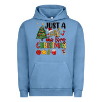 Pigment Pebble Blue just a girl who loves christmas Urban Hoodie - MaliasSmallBusiness