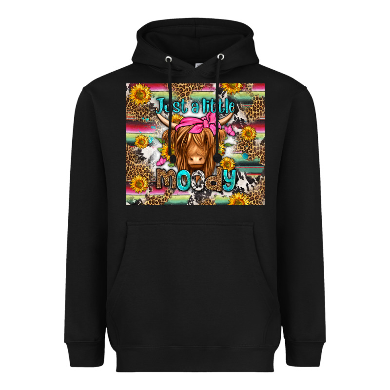 Just A Little Moody Long Haired Cow Heavyweight Hoodie by Jasminsmagicworld | Teevron