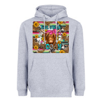 Heather Grey just a little moody long haired cow Heavyweight Hoodie - Jasminsmagicworld