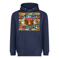 Navy just a little moody long haired cow Heavyweight Hoodie - Jasminsmagicworld