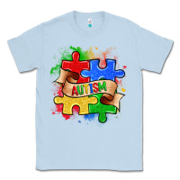Dusty Blue autism puzzle pieces Classic Tee - Zillion Design Studio