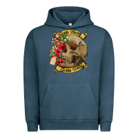 Pigment Midnight Navy Sorta merry sorta scary skull Urban Hoodie - NancyCooperArtShop
