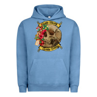 Pigment Pebble Blue Sorta merry sorta scary skull Urban Hoodie - NancyCooperArtShop