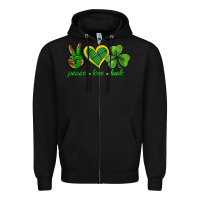 Black peace love luck st. patricks day nePeace love luck Zipper Hoodie - Neo Western