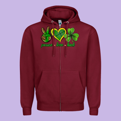 Peace Love Luck St. Patricks Day Nepeace Love Luck Zipper Hoodie Designed By Neo Western