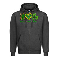 Charcoal Heather peace love luck st. patricks day nePeace love luck Zipper Hoodie - Neo Western
