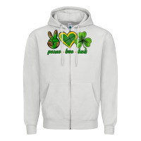 Dove Grey peace love luck st. patricks day nePeace love luck Zipper Hoodie - Neo Western