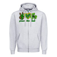 Heather Grey peace love luck st. patricks day nePeace love luck Zipper Hoodie - Neo Western