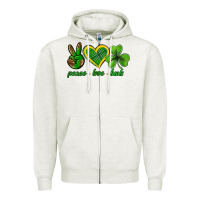 Oatmeal Heather peace love luck st. patricks day nePeace love luck Zipper Hoodie - Neo Western