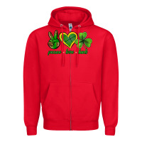 Red peace love luck st. patricks day nePeace love luck Zipper Hoodie - Neo Western
