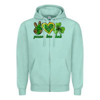Seafoam peace love luck st. patricks day nePeace love luck Zipper Hoodie - Neo Western