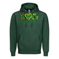 Sports Green peace love luck st. patricks day nePeace love luck Zipper Hoodie - Neo Western