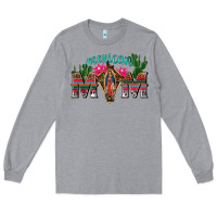 Heather Grey mexican mom with cactus Long Sleeve Tee - texasbilliewilder