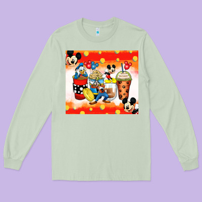 Cartoon Characters Coffee Cups Long Sleeve Tee Designed By Zillion Design Studio